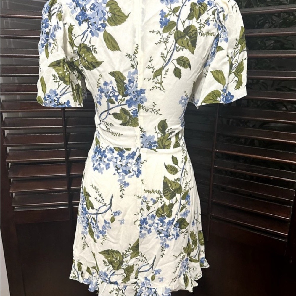 Reformation Cressida cream/blue floral short sleeve dress - Picture 4 of 6